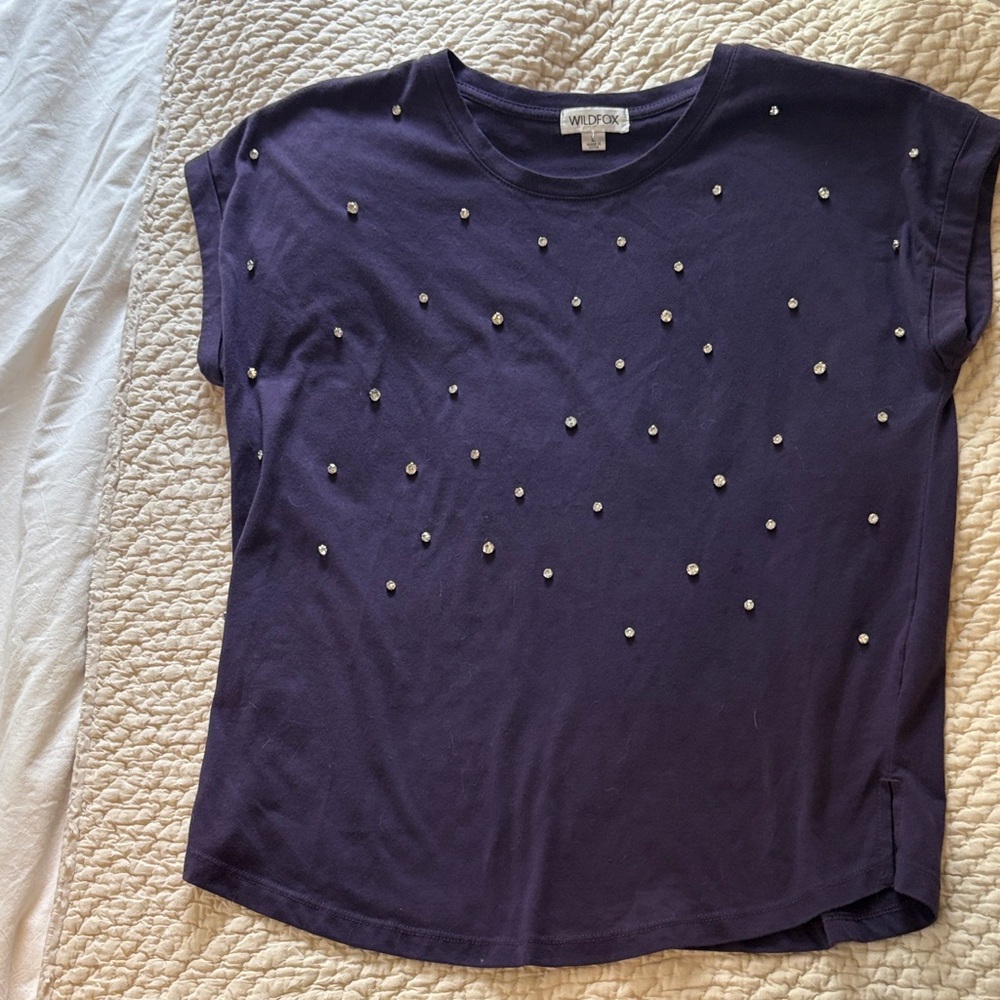 WildFox Large dark purple Top with rhinestone Accents